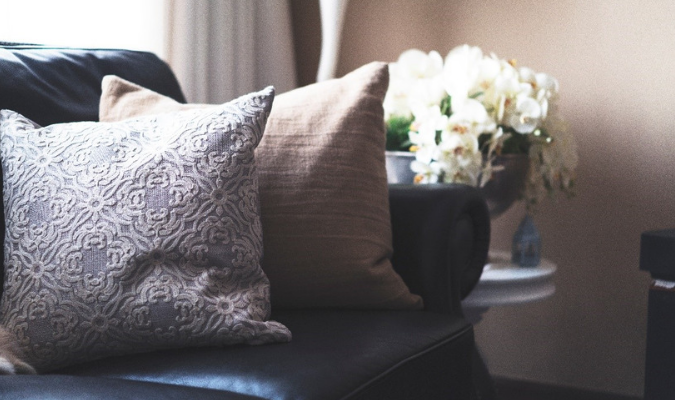 Floral Fabric On Sofa Cushions