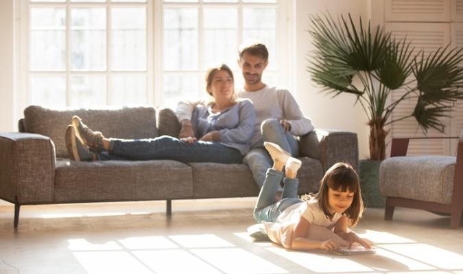 Family in a comfortable living room
