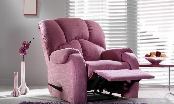 Purple reclining easy chair