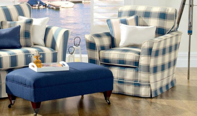 Kingston Check upholstery fabric on armchair