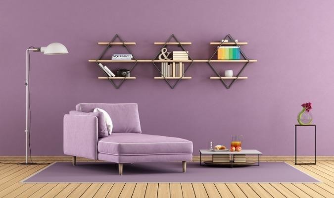 Purple room with chaise lounges