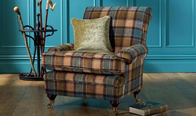 Tartan fabric upholstery