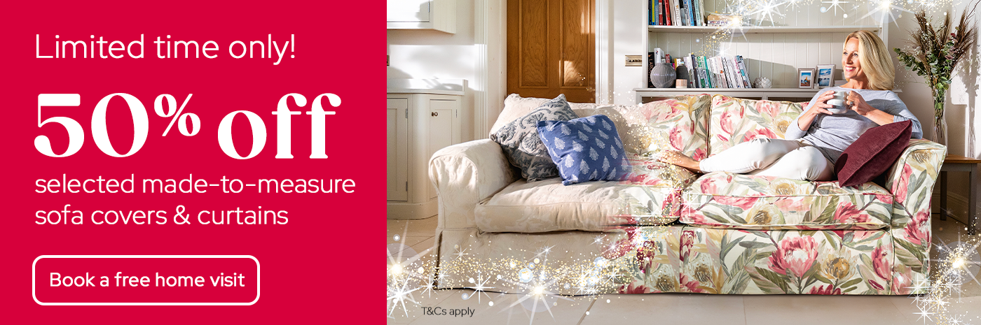 50% off selected sofa covers and curtains