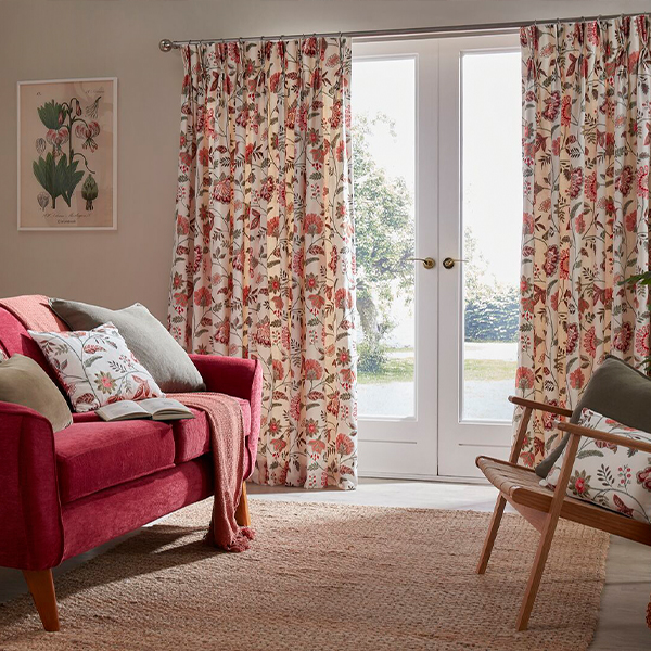 Red made-to-measure curtains