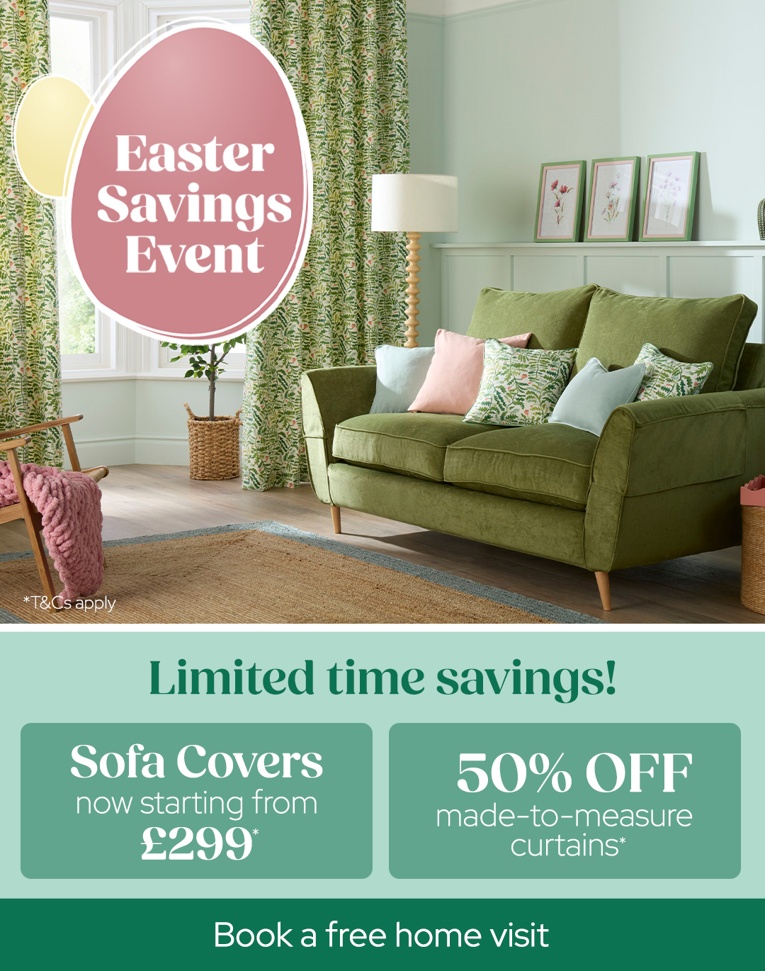 Easter Savings Event | Plumbs sofa covers & curtains