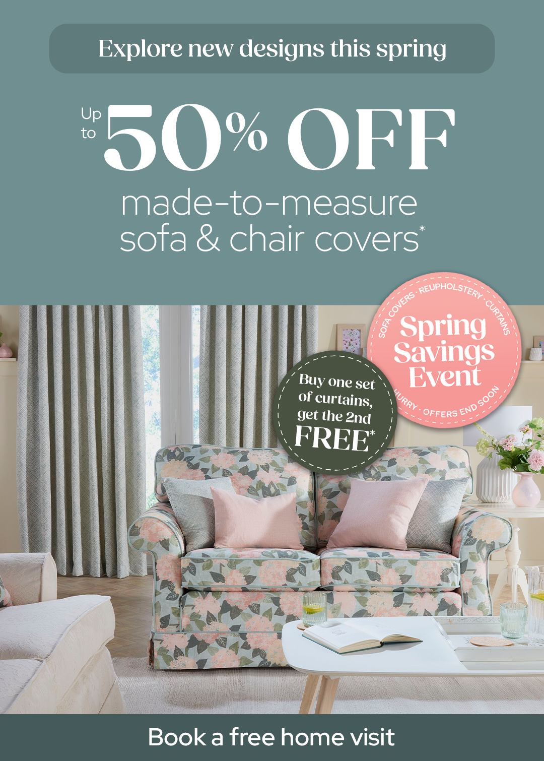 Spring Savings Event | Make sofa cover and curtains savings this spring