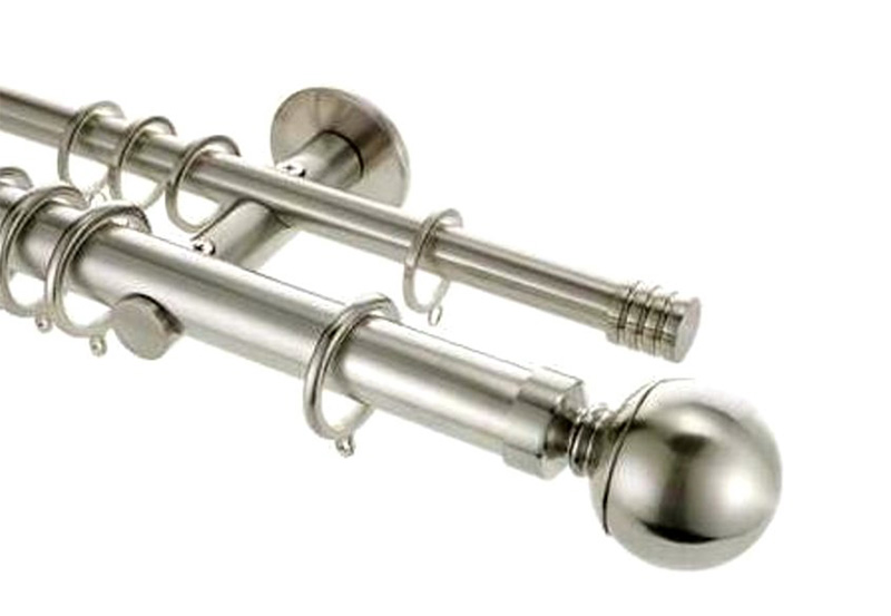 Double curtain pole for layered window dressings