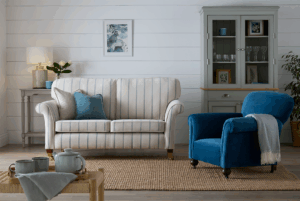 Stanton stripe reupholstery