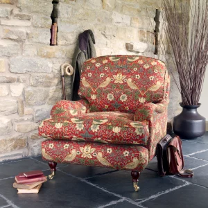 Handcrafted reupholstery in Strawberry Thief